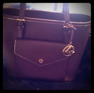 Gold and purple MK bag